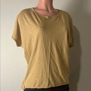 BR Banana Republic Cozy Slub Tan Dolman Sleeve T-Shirt Rolled Hem Size Small